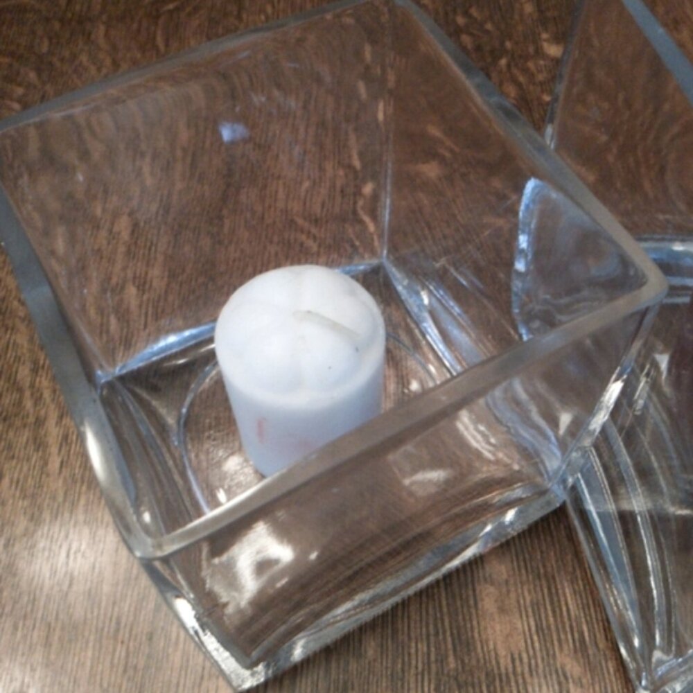 Heavy Square 4" Glass Candle Holder/Vases/Terrarium